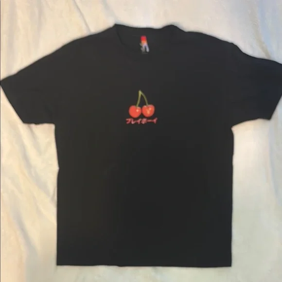Black Playboy T-Shirt with Cherry Design - Picture 1 of 2